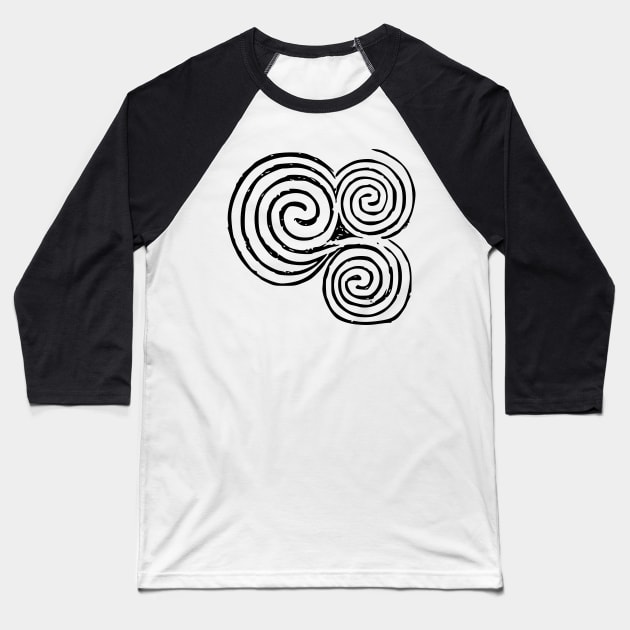 Celtic Triskele, Newgrange - Black Baseball T-Shirt by Time Nomads